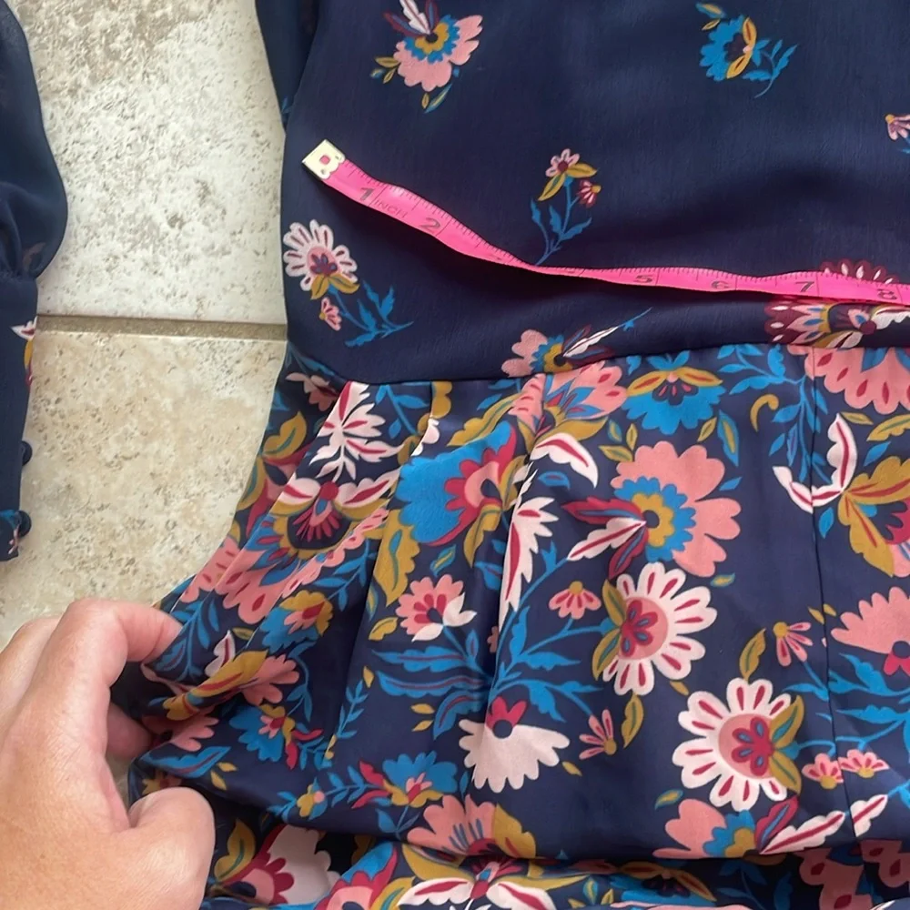 Boden Belgrave Jumpsuit Silk Navy Flourish Scatter